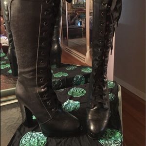 High Boots Lace Up High Heeled Size 7.5